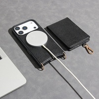 Étui de téléphone en cuir détachable de luxe avec portefeuille magnétique et bandoulière pour iPhone – Vente en gros