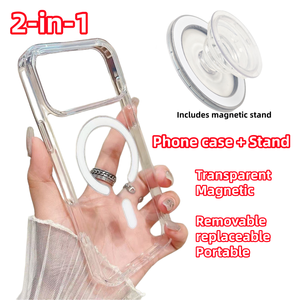 Étui de téléphone magnétique transparent avec support magnétique détachable 2-en-1, étui de protection antichoc pour iPhone/Samsung - Product Image 1