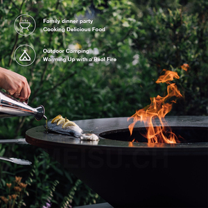 Parrilla de Carbón para Exteriores MEISU.CH, Barbacoa de Acero Corten para Jardín, Ahumador a Leña Personalizado, WS-TB - Product Image 4