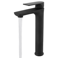 Robinet de lavabo haut Purorigin en acier inoxydable, mitigeur monocommande chaud-froid à poser sur le comptoir avec cartouche en céramique