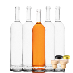 Serigrafía personalizada 200ml 375ml 700ml 750ml <span class=keywords><strong>1L</strong></span> Botellas de alcohol de vidrio para Tequila Vodka Whisky <span class=keywords><strong>Gin</strong></span> con tapones de corcho - Product Image 6