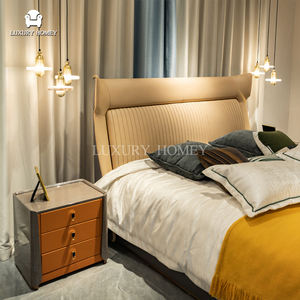 Juego de Dormitorio de Lujo con Cama Doble de Madera Moderna y Acolchado de Cuero, Cabecera Grande, Garantía de 10 Años - Product Image 2