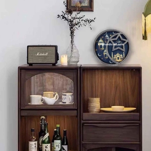 Plateau décoratif en bois de style bohème Ramadan Eid Mubarak, nacre |   Plateau de service flexible artisanal pour boissons - Product Image 6