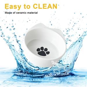 Comedero Doble de Cerámica Blanca para Mascotas, Ecológico, Resistente al Calor, Duradero, de Gran Capacidad, para Perros y Gatos, Protege la Columna Cervical de Animales Pequeños - Product Image 5
