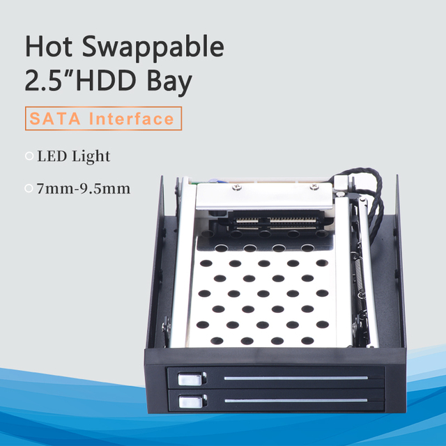 High-Performance 2-Bay 2.5 Inch SATA 3 Hot Swap SSD HDD Aluminum Mobile Rack Enclosure for Storage Server Case