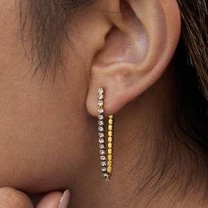 Pendientes de Araña de Acero Inoxidable con Baño de Oro de 18K, Cadena de Zirconia y Borlas, Joyería de Fiesta, Diseño Geométrico, Estilo Lujo Ligero - Product Image 3