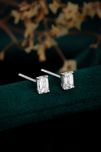 PT950 <b>Emerald</b> Cut Diamond <b>Stud</b> Earrings Hypoallergenic Small Earrings <b>Stud</b> Fine Jewelry Trendy Earrings Jewelry Women - Product Image 5