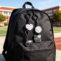 Porte-clés mousqueton en caoutchouc à thème volleyball pour enfants, motif dessin animé mignon, personnalisable, léger, promotionnel, étanche et anti-UV