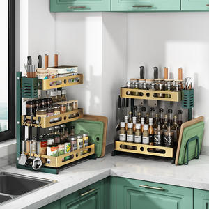 ชั้นวางเครื่องเทศในครัว ชั้นวางของในครัวสแตนเลส ที่วางขวดสแตนเลส ที่วางอุปกรณ์ครัวสแตนเลส - Product Image 2