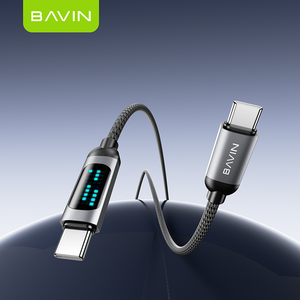 BAVIN CB377 CC 60W nylon tipo C teléfono móvil carga rápida transferencia de datos USB C <span class=keywords><strong>cable</strong></span> con LED - Product Image 1