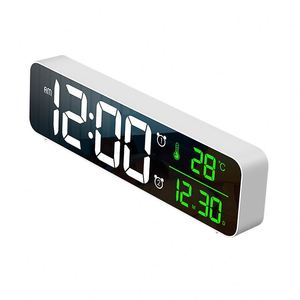 10.5-Inch Smart Table <b>Clock</b> Large LED Screen Digital Alarm Bedroom Mirror Temperature Date Music Display 6 Brightness Dimmers - Product Image 1
