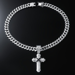 Hot Selling Personalization Popular Design <b>Cross</b> Pendant Necklace Trendy Hiphop Style Alloy Men's Necklaces Wholesale Jewelry - Product Image 3