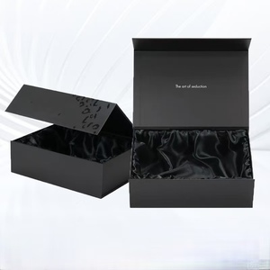 Hộp giấy cứng cao cấp, lót satin đen từ tính, dùng để đóng gói quà tặng, bên trong được lót satin. - Product Image 2