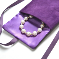 Pochette de rangement pour bijoux en suède violet avec doublure en satin et insert porte-collier, vente en gros