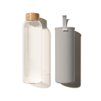 Bouteille d'eau en verre réutilisable de 500 ml en gros avec couvercle en bambou naturel, anti-fuite, compatible lave-vaisselle, et manchon en néoprène personnalisé
