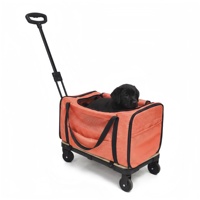 Sac de transport pliable 2 en 1 pour animaux de compagnie, chariot à roulettes télescopique en maille respirante pour chats et chiens, voyages en plein air