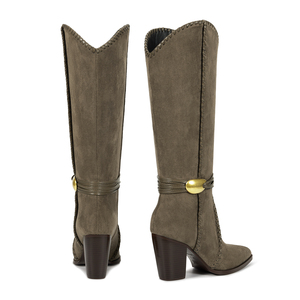 <span class=keywords><strong>Botas</strong></span> Vaqueras Modernas WETKISS para Mujer, <span class=keywords><strong>Botas</strong></span> Altas hasta la Rodilla <span class=keywords><strong>con</strong></span> Punta Puntiaguda y Tacón Alto, <span class=keywords><strong>con</strong></span> Correa de Hebilla Metálica, <span class=keywords><strong>Botas</strong></span> Largas Bohemias de Invierno - Product Image 6