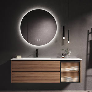 Mueble de Baño Elegante y Sencillo de Estilo Lujoso con Gabinete de Madera Sólida, Lavabo Individual y Espejo Inteligente con Almacenamiento - Product Image 2