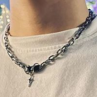 Collier ras de cou avec pendentif en forme de croix noire gothique, chaîne, pour femmes et hommes, charme grunge punk, bijoux de mode, accessoires Harajuku EMO