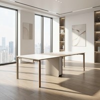 Table de conférence moderne en panneau MDF E1, bureau de salle de réunion avec bordure en PVC de 2 mm, résistant aux rayures, petite table de salle de réunion