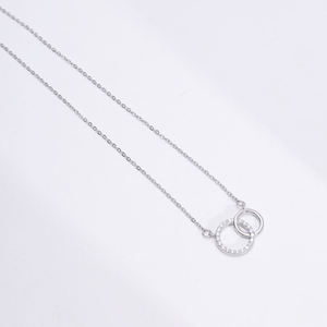 Wholesale High Quality <b>Interlocking</b> Two Circles Stainless Steel Perfect Pair Mothers Day Friends Gift <b>Necklace</b> Jewelry for Women - Product Image 4