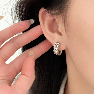 Ruitai S925 Sterling <b>Silver</b> <b>Huggie</b> Earrings White 925 <b>Silver</b> Everyday Wear - Product Image 1