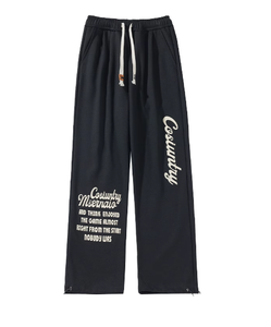 Pantalones Deportivos Casuales Personalizados para Hombre, Lavado Claro, Cintura Media, Cierre con Cordón, Pierna Recta, Estampado Negro Metalizado, Joggers de Marca Moderna 2025 - Product Image 1