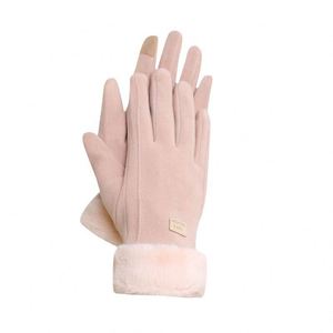 Gants d'hiver pour femmes, doublés de polaire, épais, chauds, mignons, en daim et velours, pour écran tactile, pour vélo électrique, résistants au froid, YR - Product Image 1