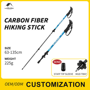 Customized Carbon Fiber Telescopic Hiking Poles Lightweight Non Slip Rubber Tip 3 Joint Outdoor Trekking Sticks - Product Image 5