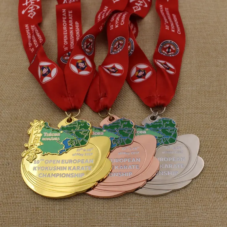 Factory Price Custom Gold Silver Bronze Open European Kyokushin Karate Championship Medal