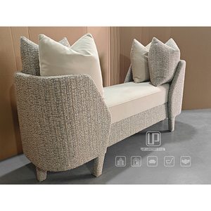 Tabouret de bar contemporain Foshan Long Curve en tissu beige, tabourets et ottomanes pour appartement, bureau, salon, tissu beige - Product Image 4