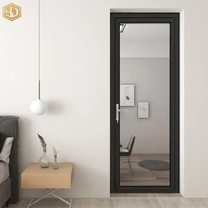 Porte battante en alliage d'aluminium de conception moderne de bonne qualité pour villa, porte intérieure en verre, surface finie coupe-vent - Product Image 1