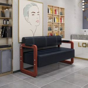Modern Solid Wood Salon Waiting <b>Sofa</b> for Outdoor Hotel Use-Barber Beauty Nail Salon Reception Furniture - Product Image 1