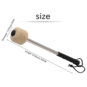 Mazos De <span class=keywords><strong>bombo</strong></span> con cabeza de fieltro de 12 pulgadas con mango de acero inoxidable, baquetas de percusión para instrumentos musicales - Product Image 2