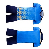 Ensemble de maillot de football bleu pour homme, col rond, manches courtes, impression du nom du joueur, polyester respirant, uniforme adulte pour toute l'été