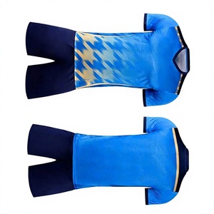 Conjunto de Camiseta de Fútbol Azul para Hombre, Cuello Redondo, Manga Corta, Impresión con Nombre del Jugador, Uniforme de Poliéster que Absorbe la Humedad, para Adultos, para Todo el Verano - Product Image 5
