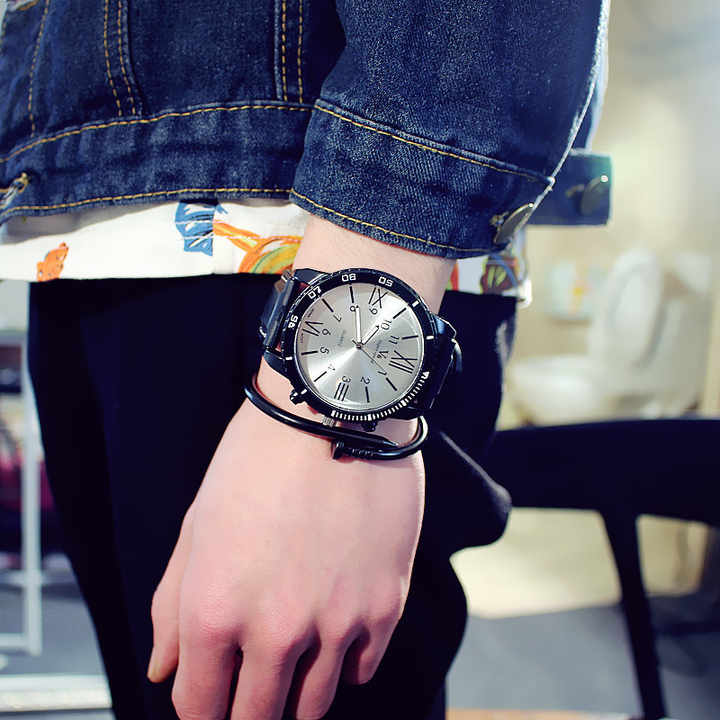 Orologio Uomo Punk Con Teschio E Diamanti | Quadrante Rettangolare, Cinturino In Pelle, Movimento Al Quarzo Giapponese