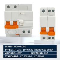 Wanbo-242 Vente Chaude Disjoncteurs MCB C16 C40 & RCBO C63 30mA Série 400V 6kA IEC 60898-1 Spécifications Directes Usine