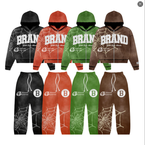 Unisex Tùy Chỉnh 100% Cotton Tracksuit Của Nam Giới Quá Khổ Zip-up Hoodie loe Mồ hôi Dệt Kim Áo Khoác Giản Dị Cho Mùa Thu - Product Image 1