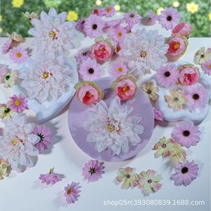 Ensemble de fleurs artificielles, 50 pièces, roses roses à tige unique, décorations de mariage Hanfu DIY, accessoire de bureau réaliste haut de gamme - Product Image 3