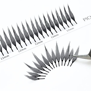 Pestañas postizas de punta Comic Tower hechas a mano, de injerto rápido, sin sellador, ultra suaves, de 0.07MM, en racimo individual, de fibra de algodón negra - Product Image 1