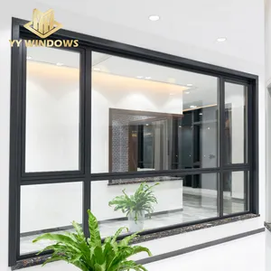 Nfrc American Standard Double Tempered Glass Aluminum Casement Window With Fixed Panel For Home