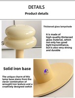 Lampe de chevet en verre en forme de champignon, rechargeable, alimentée par batterie, style coréen, objet décoratif, lampe d'ambiance de table