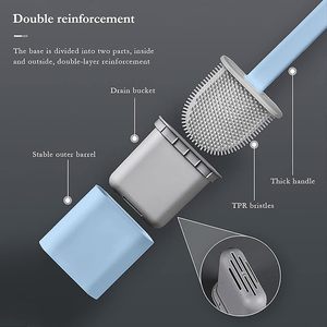 New Design Soft TPR Rubber Flat Head Toilet <b>Brush</b> Long Handle Silicone Toilet Cleaning <b>Brush</b> for Bathroom - Product Image 3
