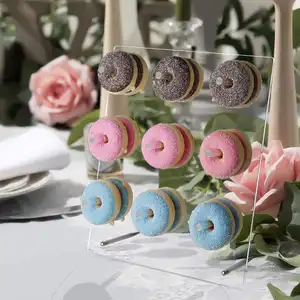 Exibição de bolo personalizada em acrílico, organizador para exibição de bolo em rosquinhas