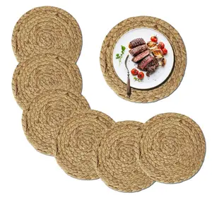13Inch Boho Cotton Woven Table Mat Kitchen Mats Baskets And Placemats Fancy Placemat Native Seaweed Seagrass Wicker Set Of 6