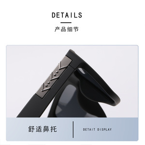 Lunettes de soleil polarisées pour hommes, monture carrée noire, protection UV400, verres TAC, monture en plastique et métal, 5609 - Product Image 2