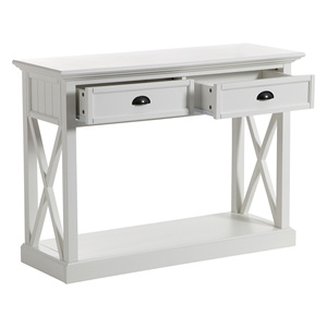 Peinture laque mate MDF moderne <span class=keywords><strong>Console</strong></span> à 2 tiroirs Meubles de salon Table <span class=keywords><strong>console</strong></span> en bois <span class=keywords><strong>blanc</strong></span> avec rangement - Product Image 2
