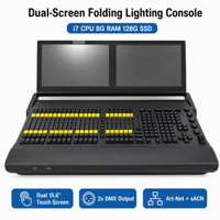 Consola de Iluminación con Pantalla Táctil Plegable Dual de 15.6 Pulgadas, DMX512, Art Net, SACN, SSD de 128 GB, I7, 8 GB, UPS, MIDI, SMPTE, para KTV, Bares, Fiestas, Escenarios