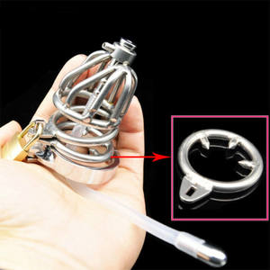 RVS kuisheidsapparaat anti-erectie cock bondage kooi penisring met urethraal sonde seksspeeltjes - Product Image 4